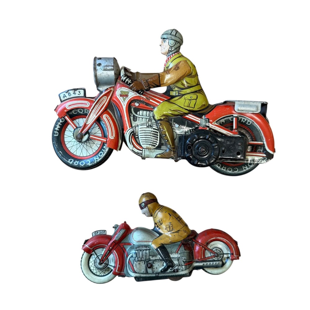 Vintage Arnold A643 Model Tin Toy Motorcycle with Rider Union Cord A643 GF207 - Picture 3 of 16